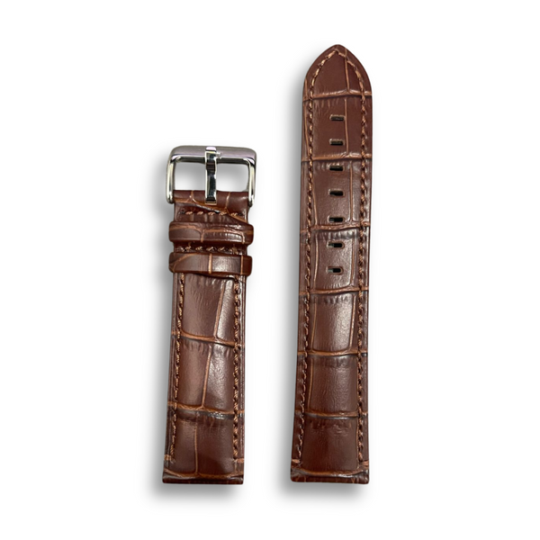 Peyton Rous Crocodile Textured Dark Brown Leather Strap | 22MM