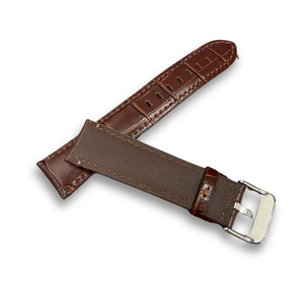 Peyton Rous Crocodile Textured Dark Brown Leather Strap | 22MM