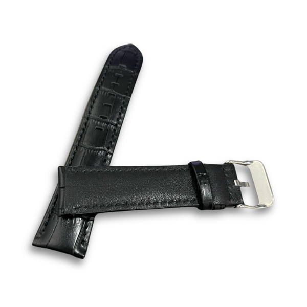 Peyton Rous Crocodile Textured Black Leather Strap | 22MM