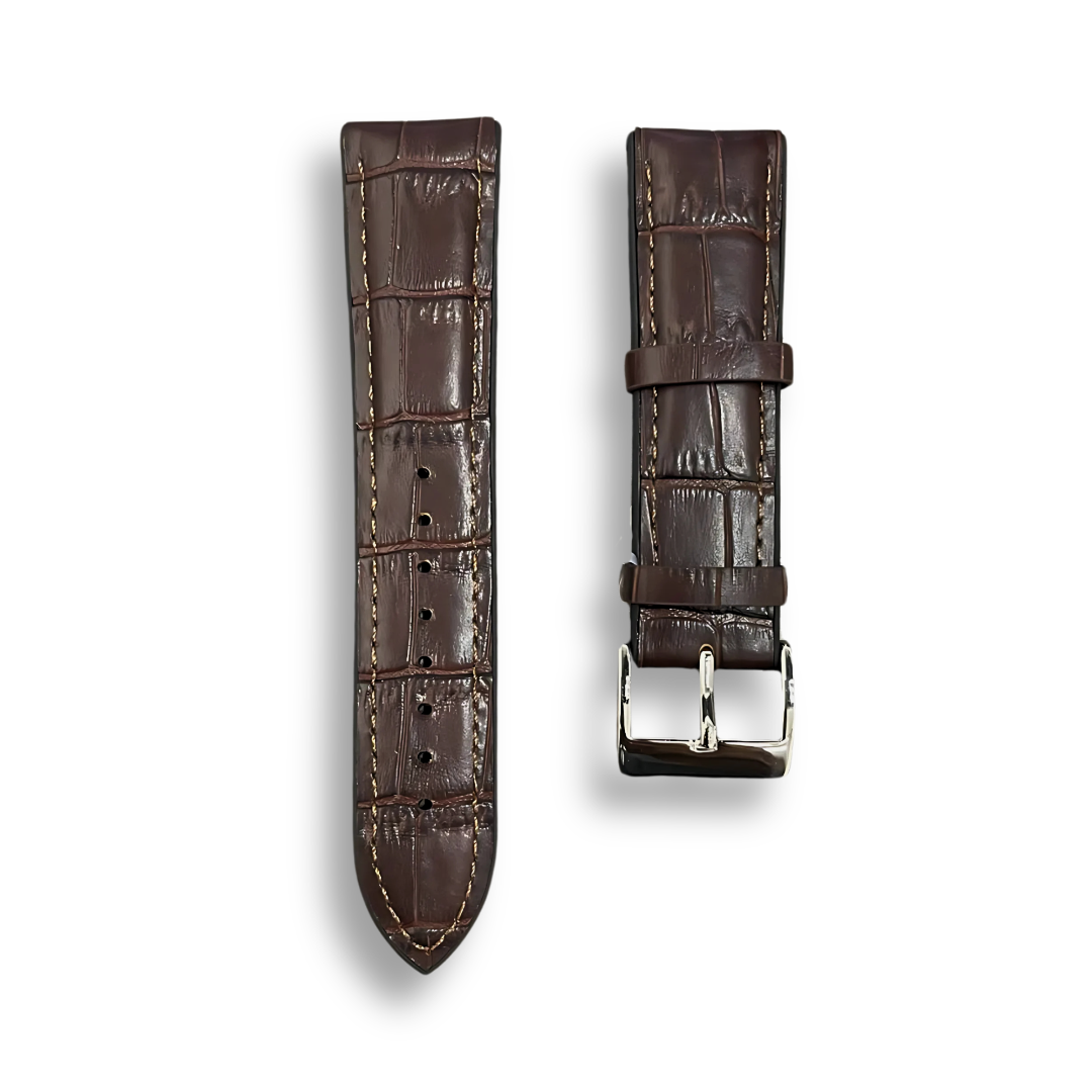 Cavern Coffee Brown Crocodile Textured Leather-Silicon Strap | 22MM
