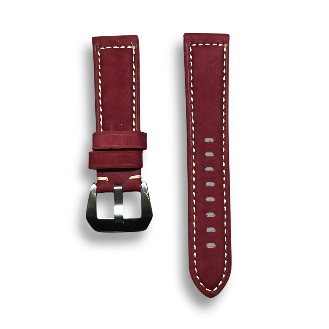 Cavern Maroon Red Soft Leather Watch Strap | 22MM