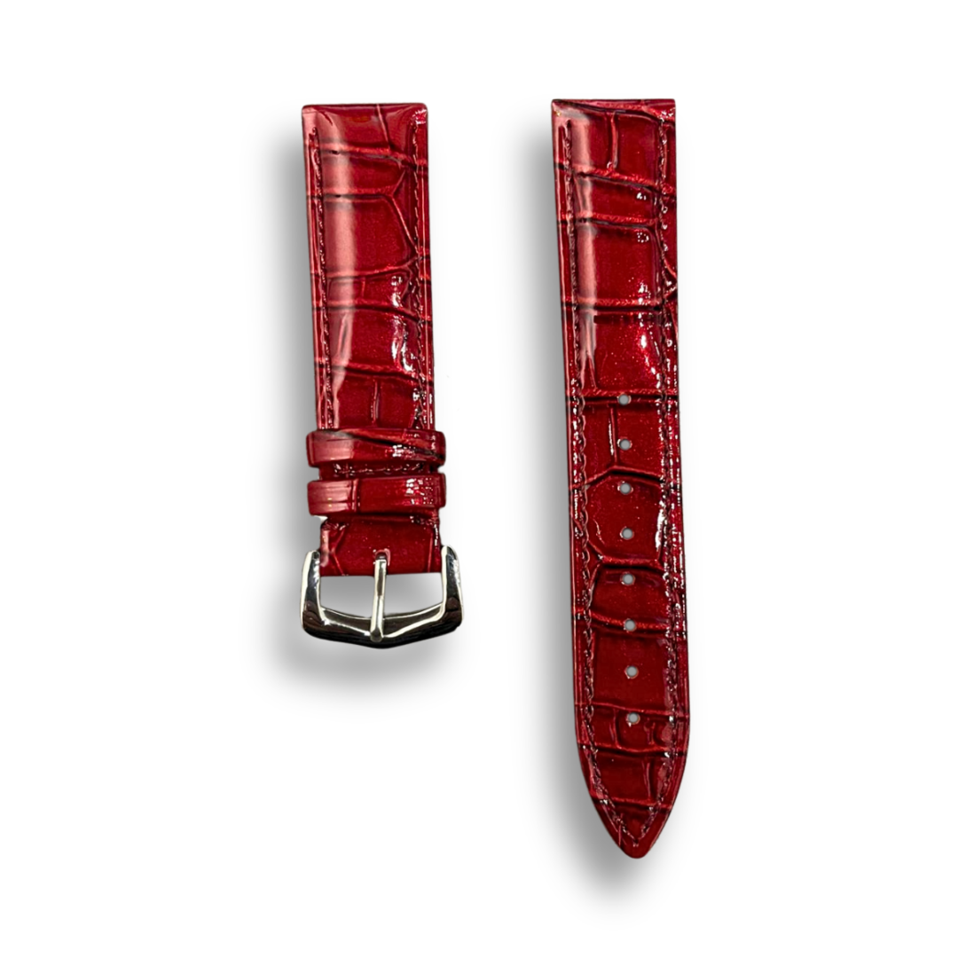 Cavern Crocodile Textured Red Leather Watch Strap 20MM
