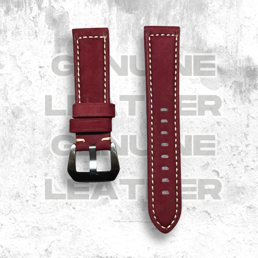 Cavern Maroon Red Soft Leather Watch Strap | 22MM