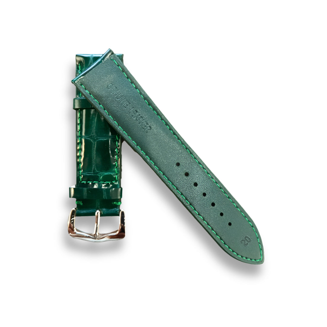 Cavern Crocodile Textured Forest Green Leather Watch Strap | 20MM