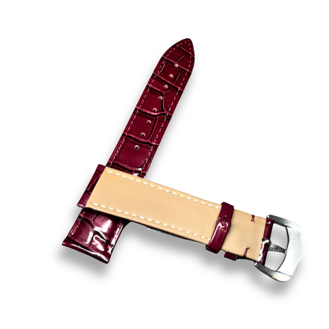 Cavern Crocodile Textured Red Leather Watch Strap 20MM