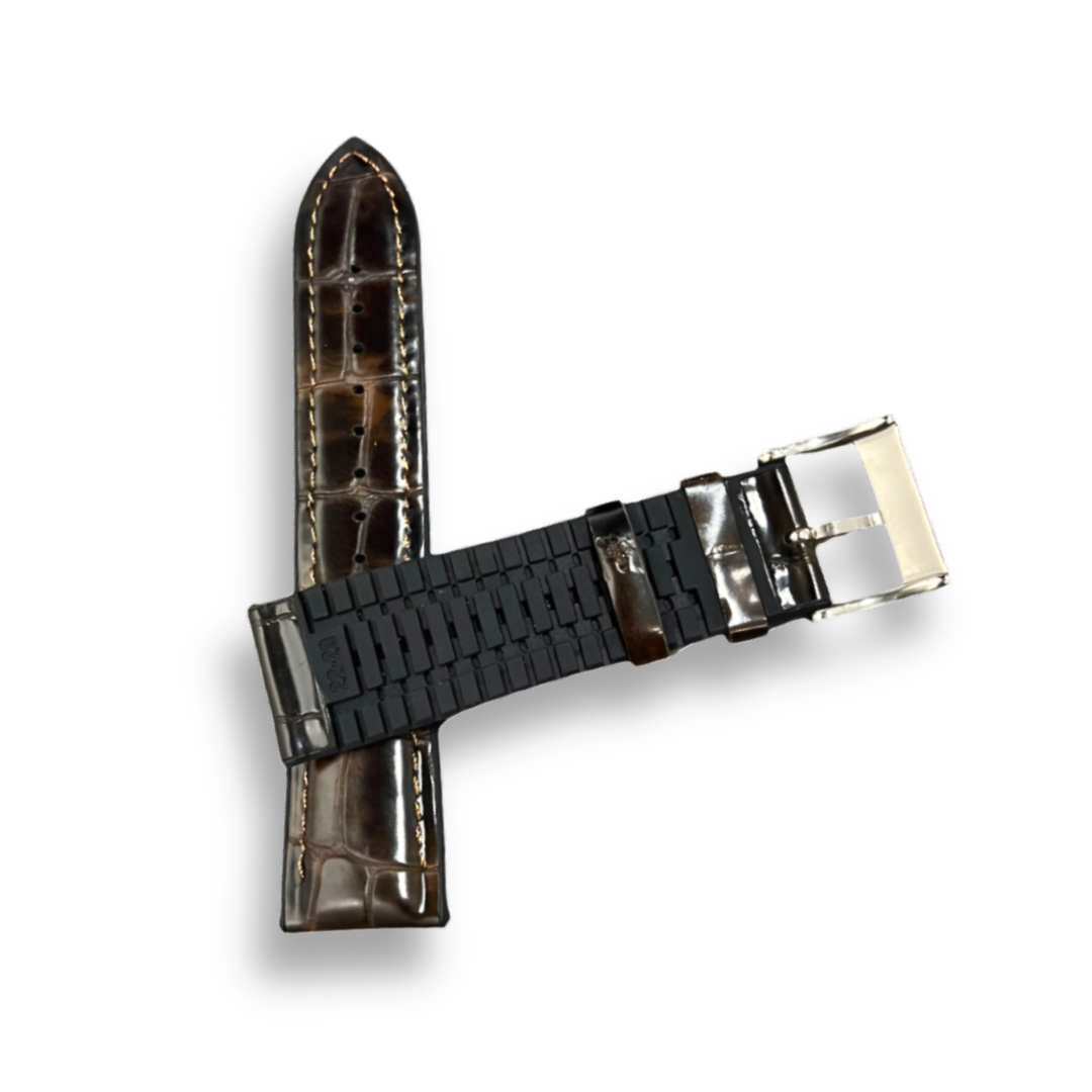 CAVERN 22MM Brown Crocodile Leather-Silicon Strap| Time Access