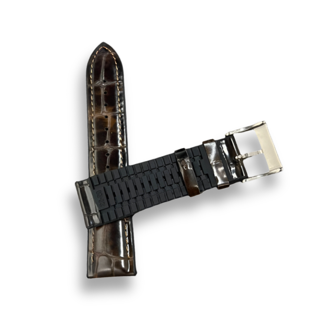 Cavern Brown Crocodile Textured Leather-Silicon Watch Strap | 20MM