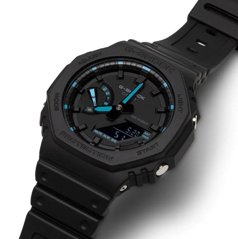 Casio G-Shock ANALOG-DIGITAL Neon Accent Blue Watch | GA-2100-1A2