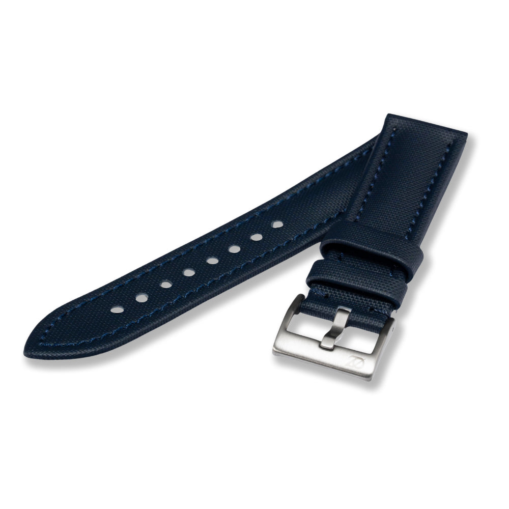 Zeyron 22mm Premium Navy Blue Sailcloth Watch Strap