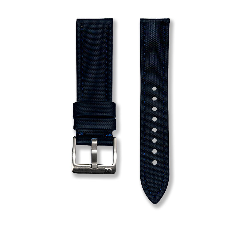 Zeyron 22mm Premium Navy Blue Sailcloth Watch Strap