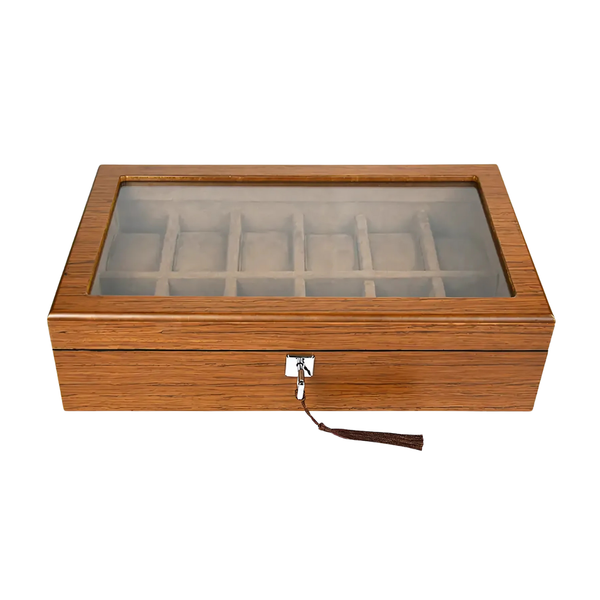 12 Slots Premium Wooden Watch Organizer – Stylish & Secure Storage