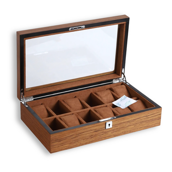 12 Slots Premium Wooden Watch Organizer – Stylish & Secure Storage