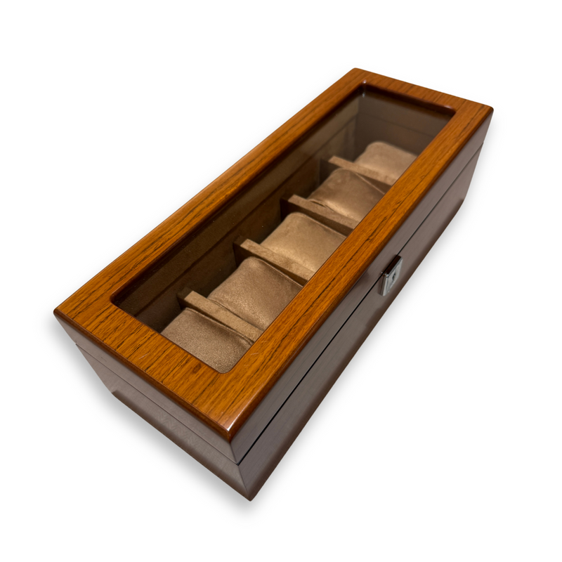 5 Slots Premium Wooden Watch Organizer – Stylish & Secure Storage