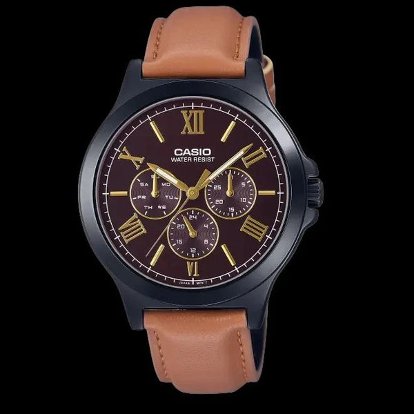 CASIO ENTICER BROWN LEATHER MEN'S WATCH| MTP-V300BL-5A