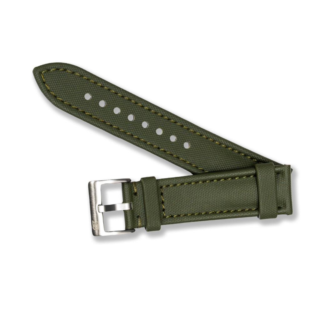 Zeyron 22mm Premium Army Green Sailcloth Watch Strap