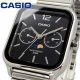 Casio Moon Phase Silver Chain Watch MTP-M305D-1AVDF