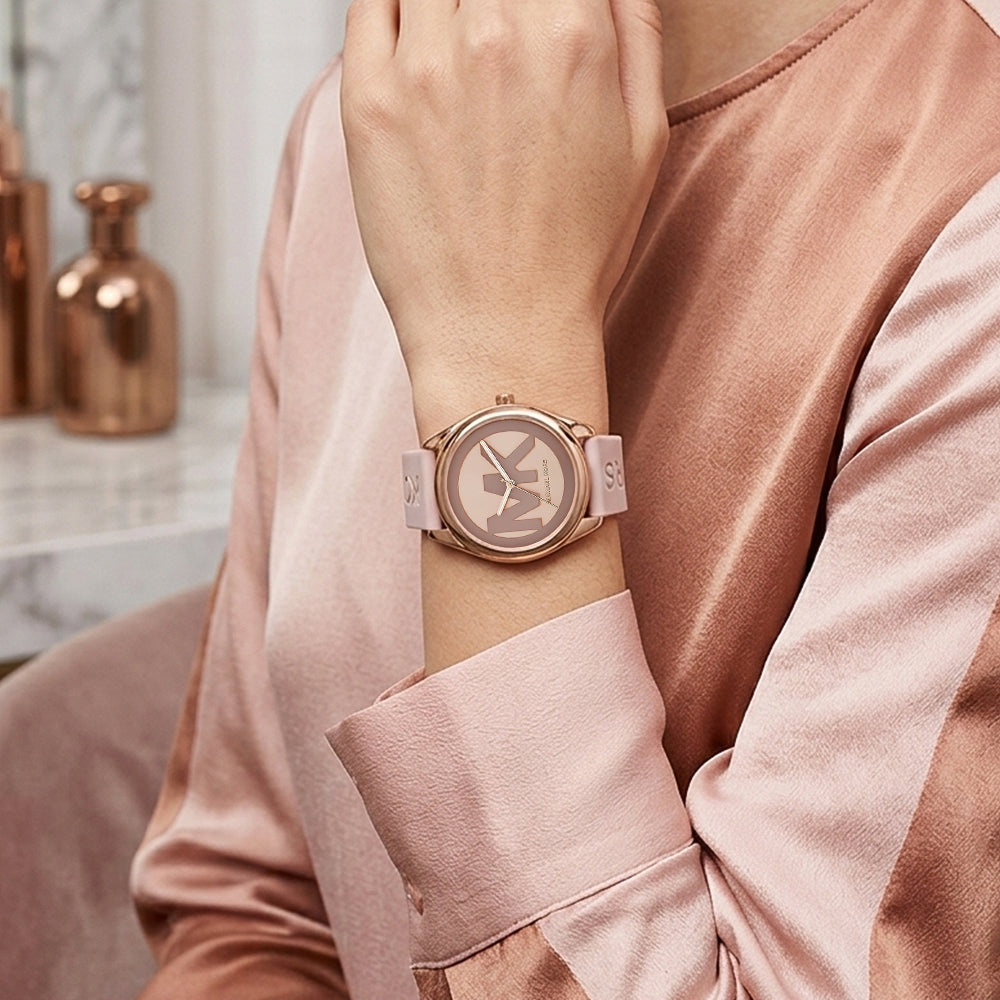 Michael Kors Janelle Rose Gold Dial Pink Silicon Strap Ladies Watch | MK7139