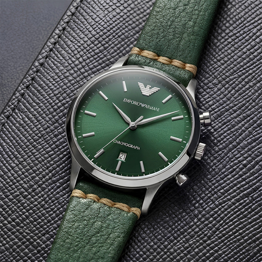 Cavern 20mm Coconut Texture Green Leather Strap
