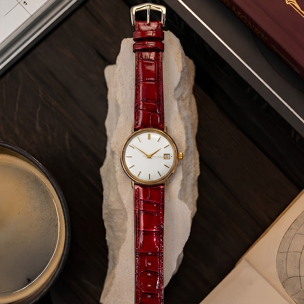 Cavern Crocodile Textured Red Leather Watch Strap | 20MM