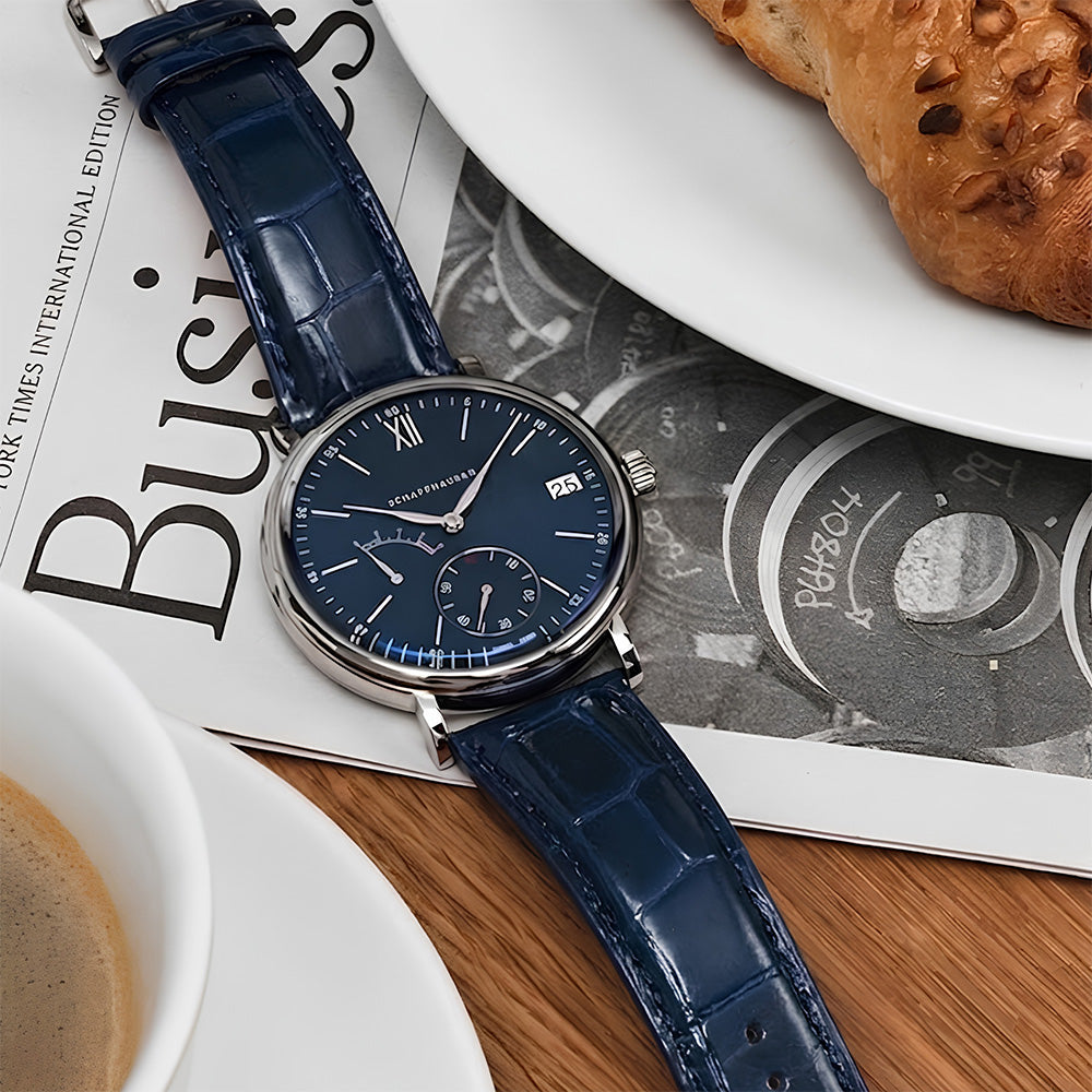 Cavern Crocodile Textured Blue Leather Watch Strap | 20MM
