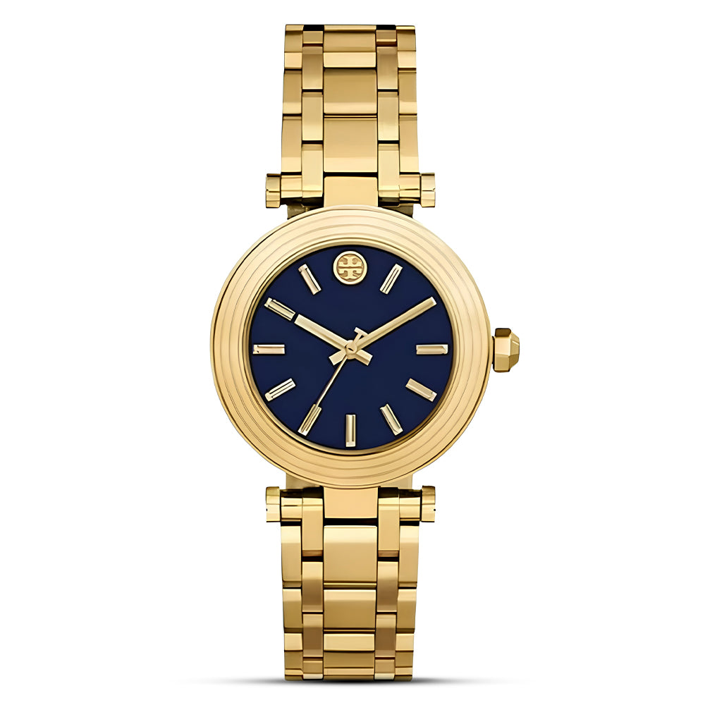 Tory Burch Classic T Blue Dial Gold-Tone Ladies Watch TBW9010