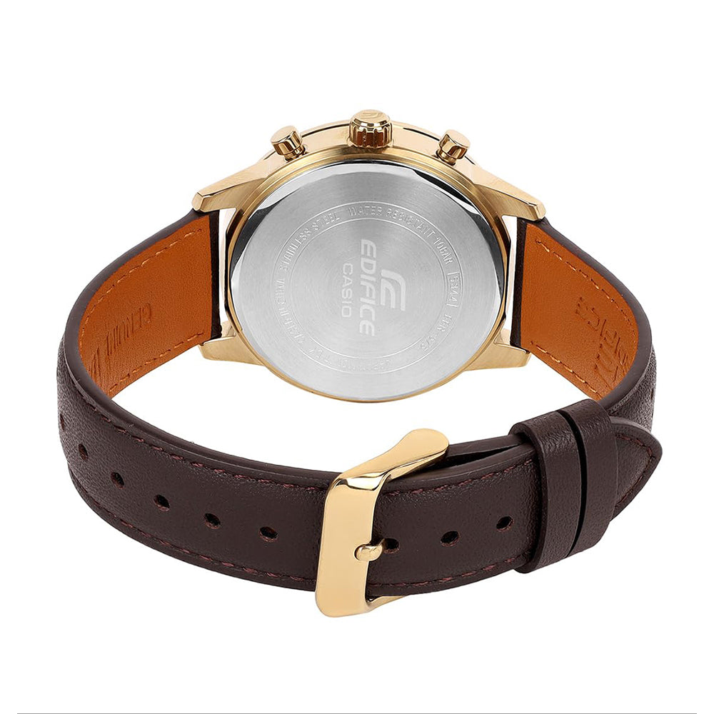 Casio Edifice Chronograph Dark Brown Dial Leather Strap Watch EFR-575CL-5ADF