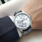 Casio Enticer Silver Dial Black Leather Strap Men's Watch| MTP-1375L-7AVDF