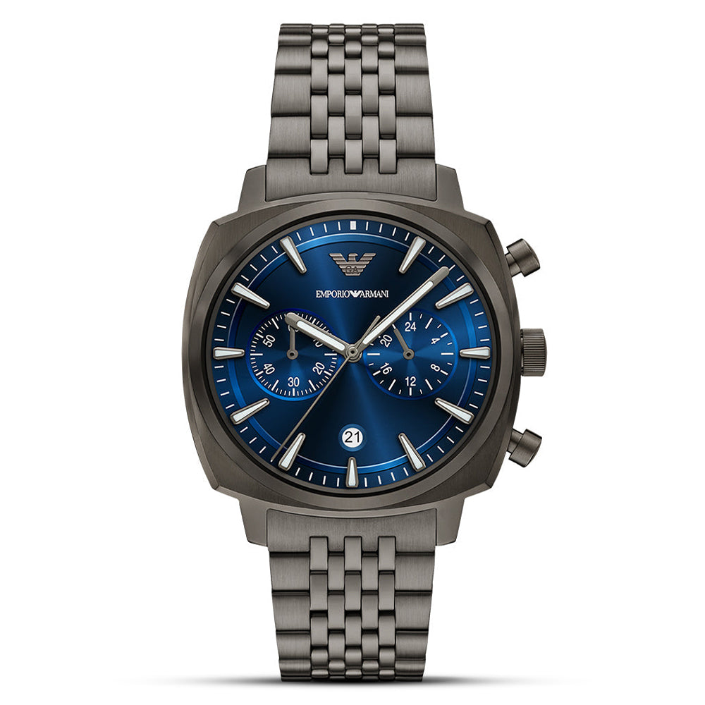 Emporio Armani Carlo Gun Metal Blue Dial Watch | AR11726