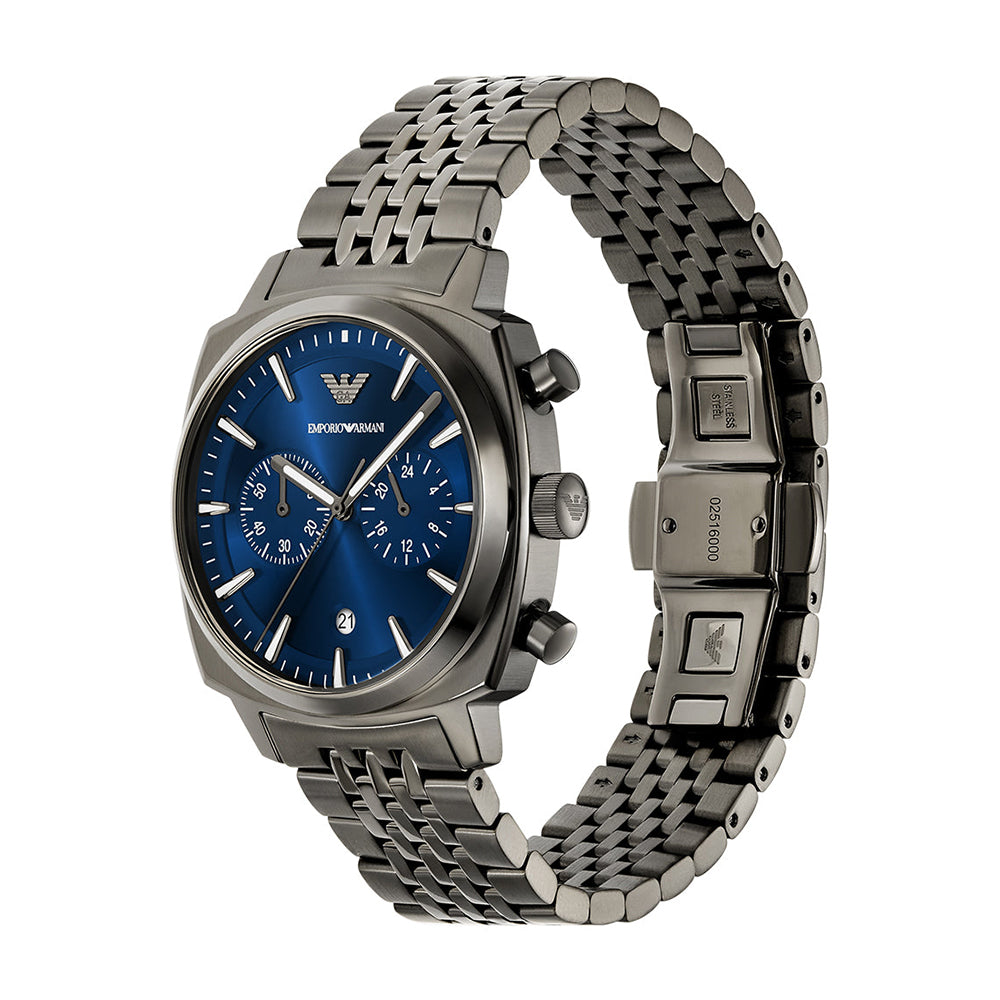 Emporio Armani Carlo Gun Metal Blue Dial Watch | AR11726