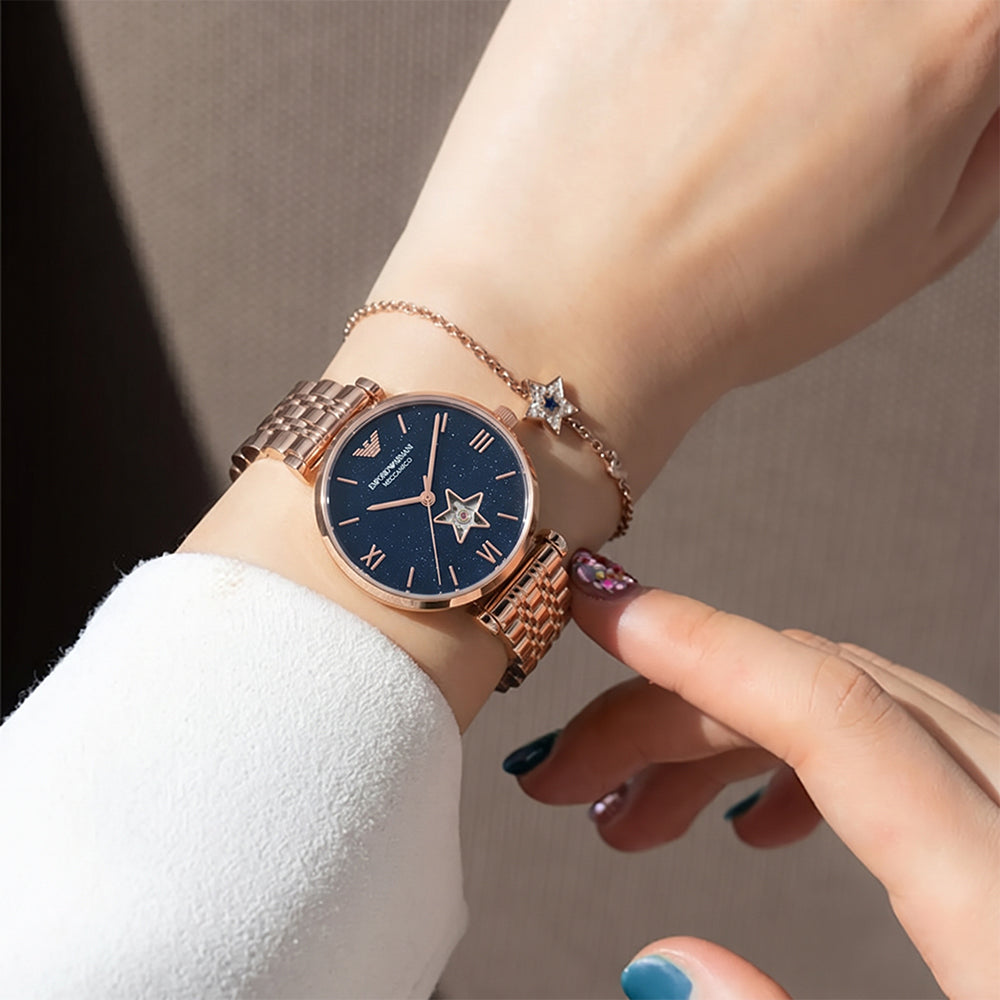 Emporio Armani Gianni T-Bar Open Heart Automatic Ladies Watch AR60043