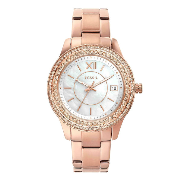 Fossil Stella Three Hand Date Pearl White Dial Ladies Watch | ES5131