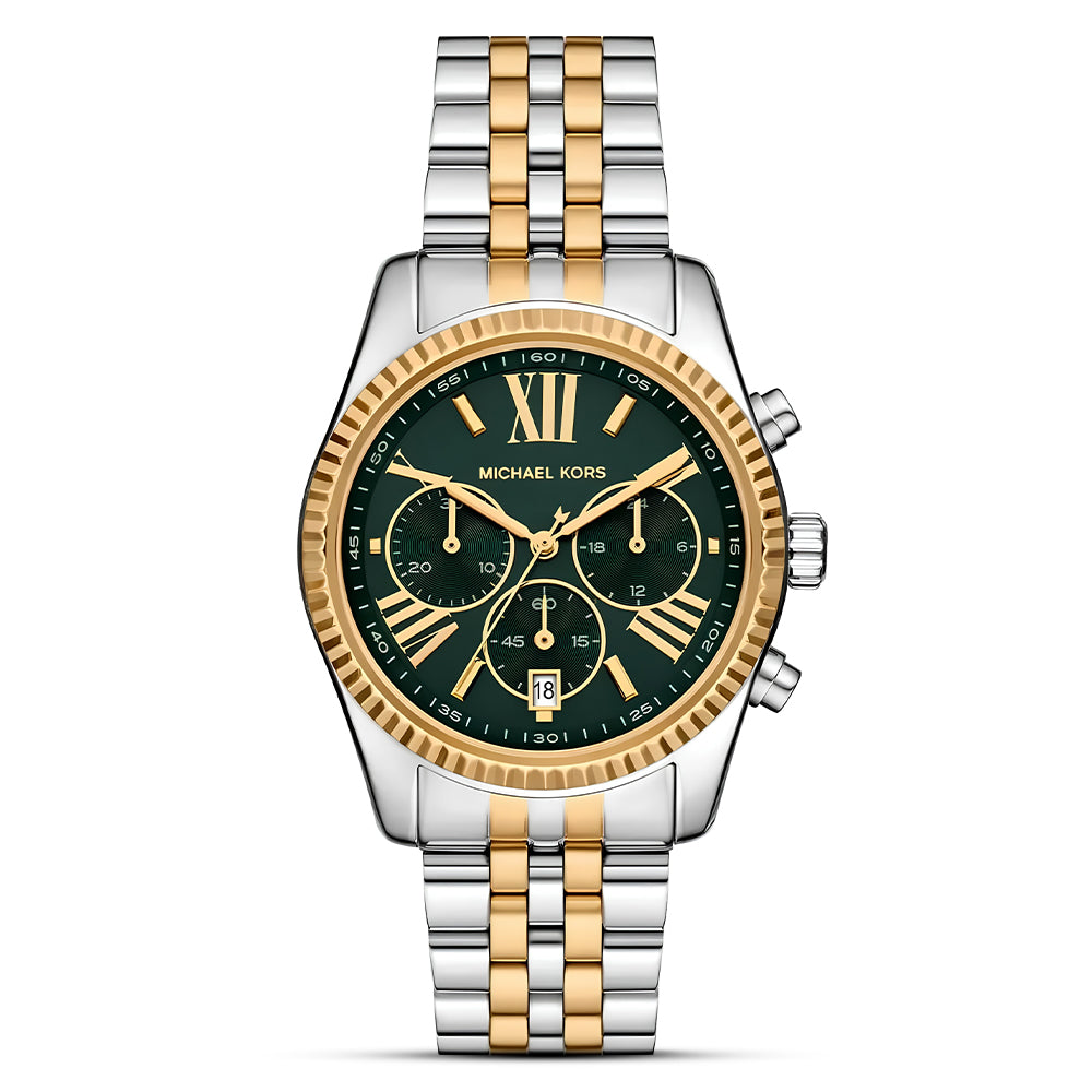 Michael Kors Lexington Two Tone Green Dial Ladies Watch | MK4984