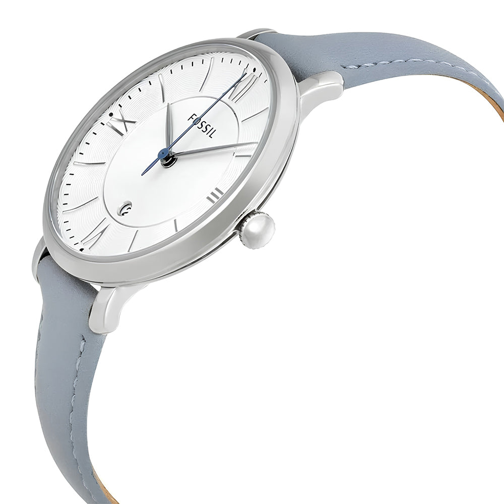 Fossil Jacqueline White Dial Leather Strap Ladies Watch ES3821