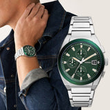 Fossil Everett Chronograph Green Dial Stainless Steel Men's Watch| FS5964