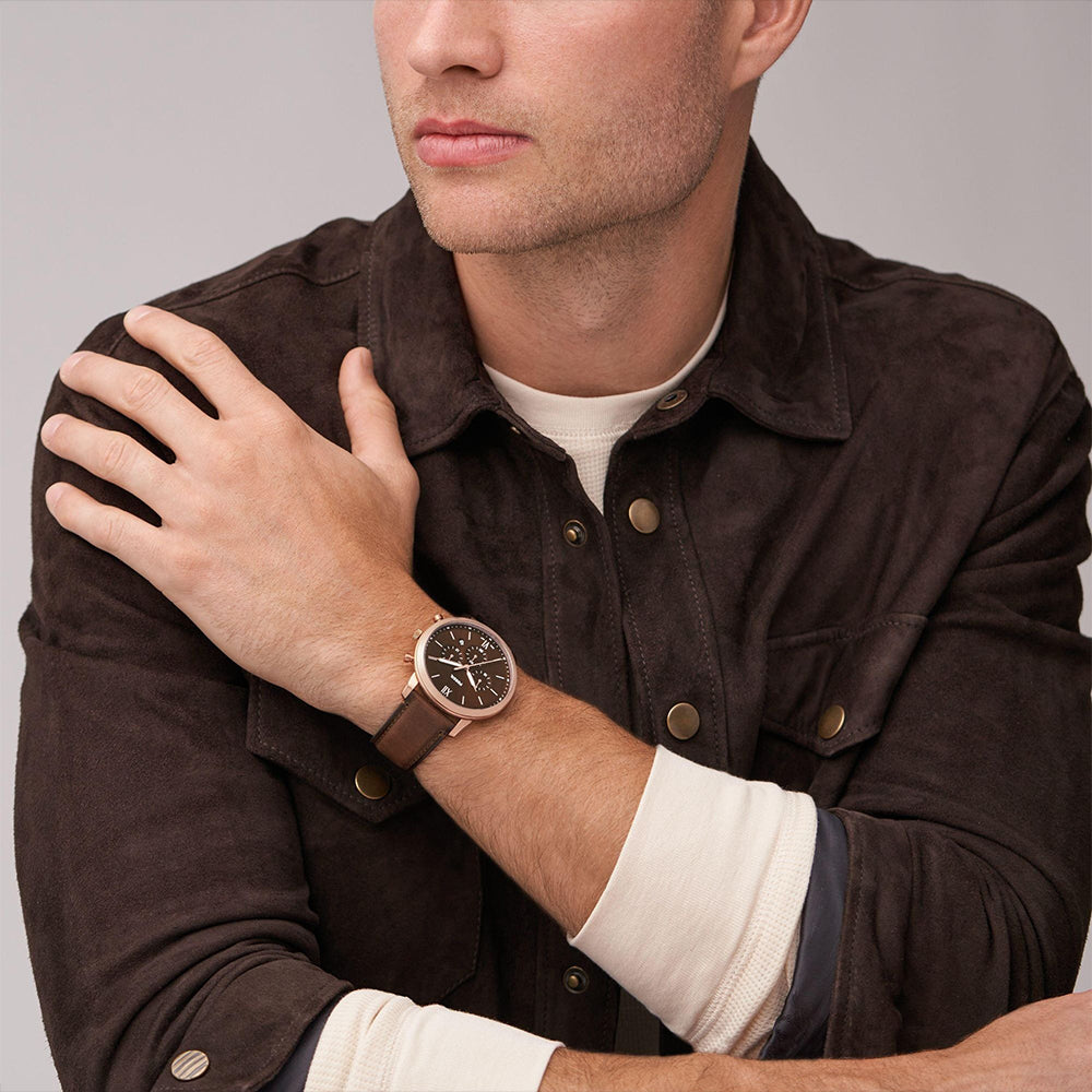 Fossil Neutra Chronograph Brown Dial Leather Strap Watch | FS6026