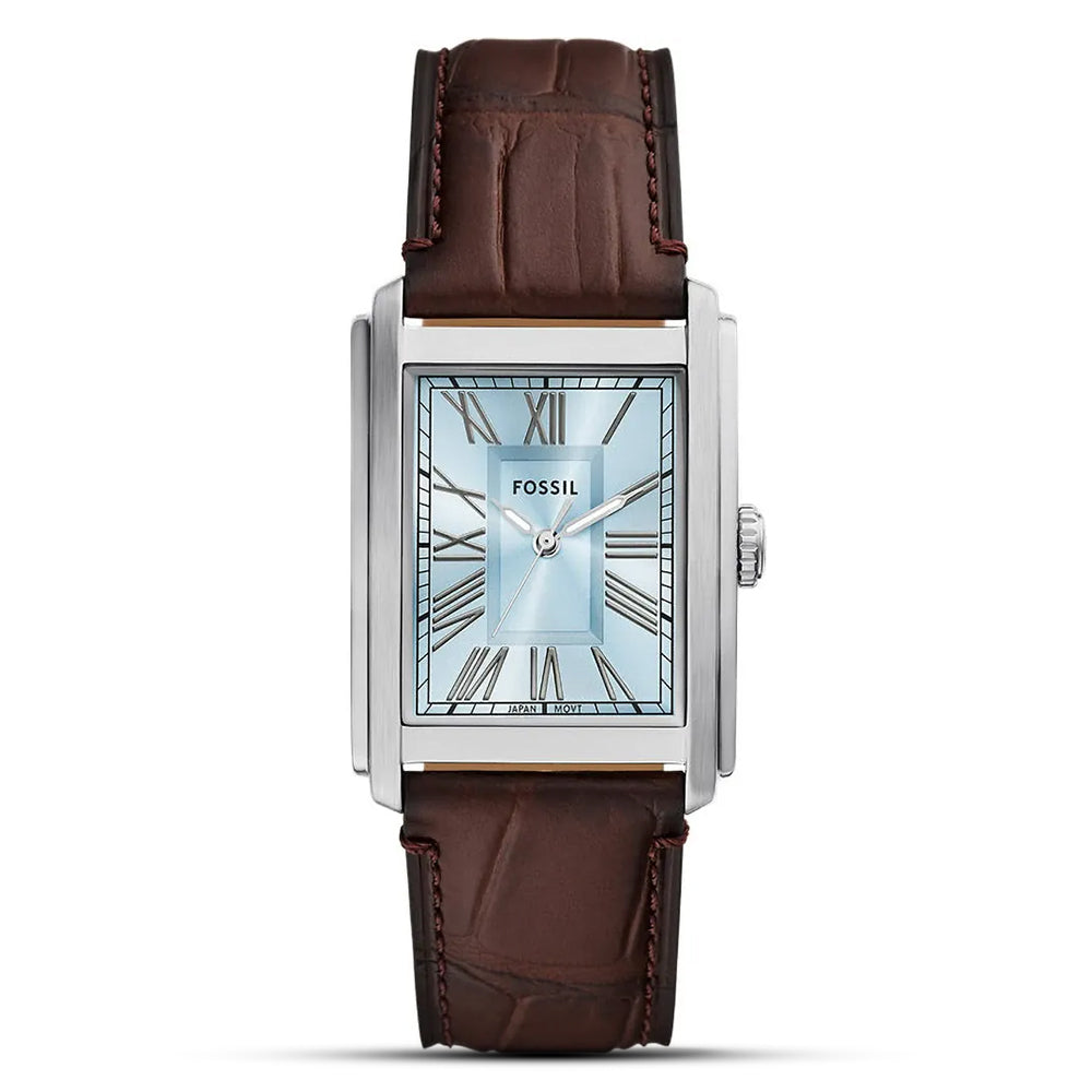 Fossil Carraway Rectangular Ice Blue Dial Men's Watch FS6110