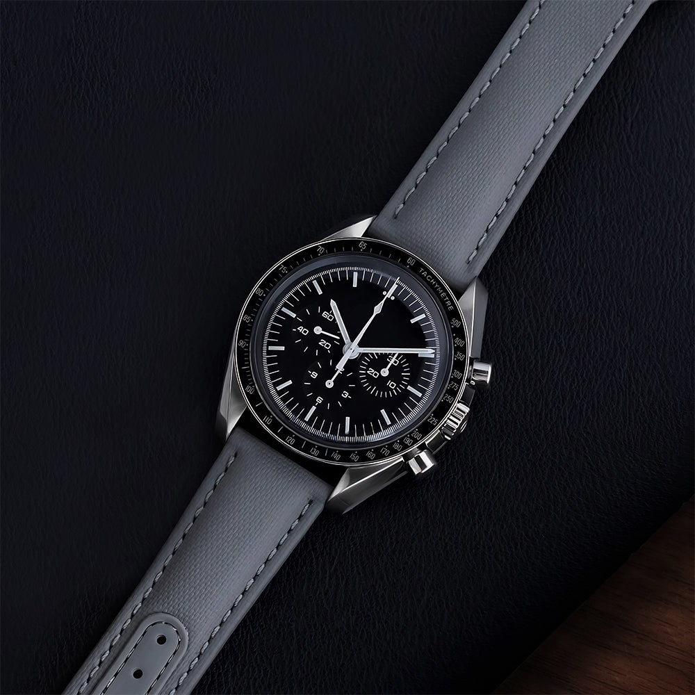 Zeyron 22mm Premium Grey Sailcloth Butterfly Clasp Strap  