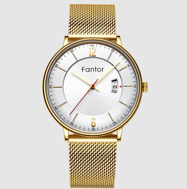 Fantor Golden Mesh Steel Quartz Men's watch| WF1024G04