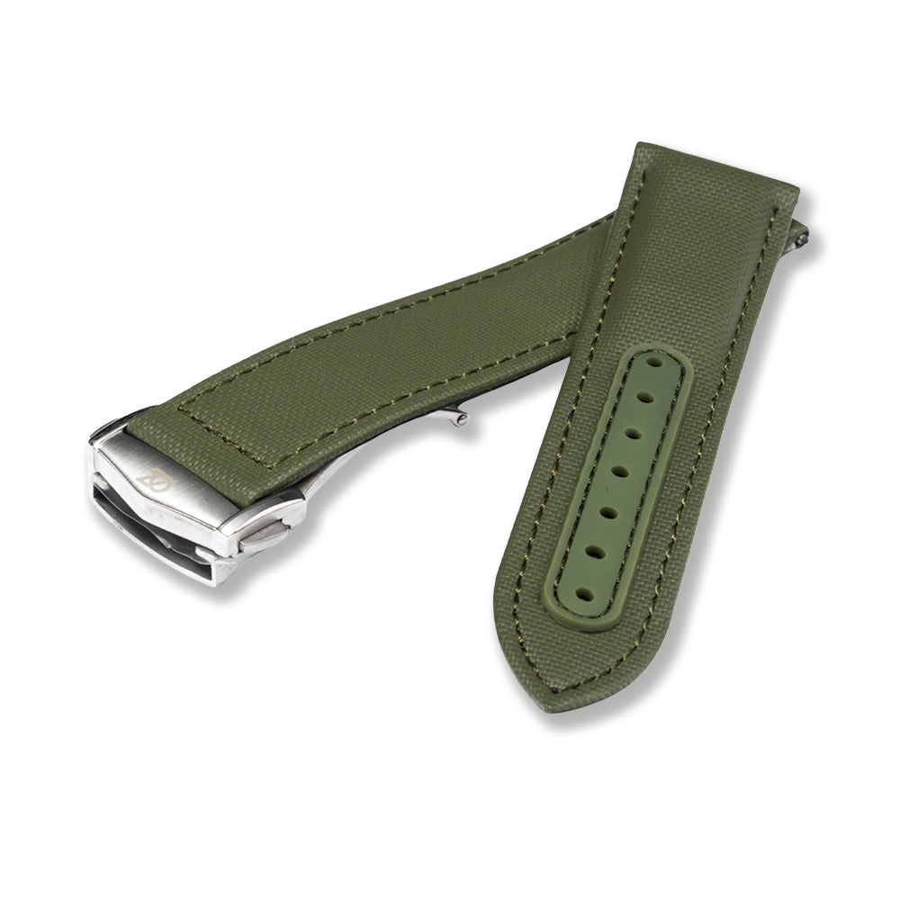 Zeyron 22mm Premium Green Sailcloth Butterfly Clasp Strap   
