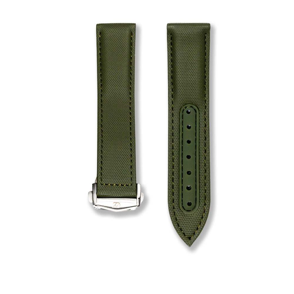 Zeyron 22mm Premium Green Sailcloth Butterfly Clasp Strap   