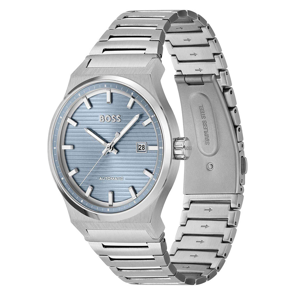 Hugo Boss Candor Heren Horloge Automatic Ice Blue Dial Watch | HB1514118