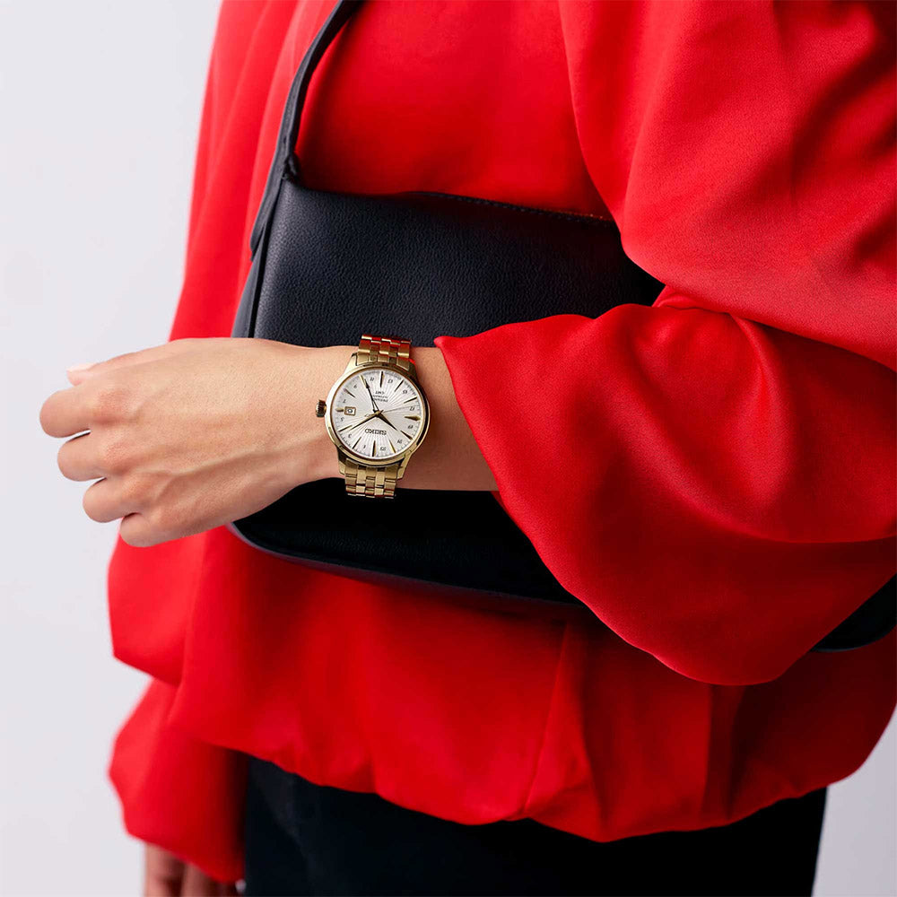 Seiko Presage Cocktail Time GMT Gold Tone Watch HCB004J1
