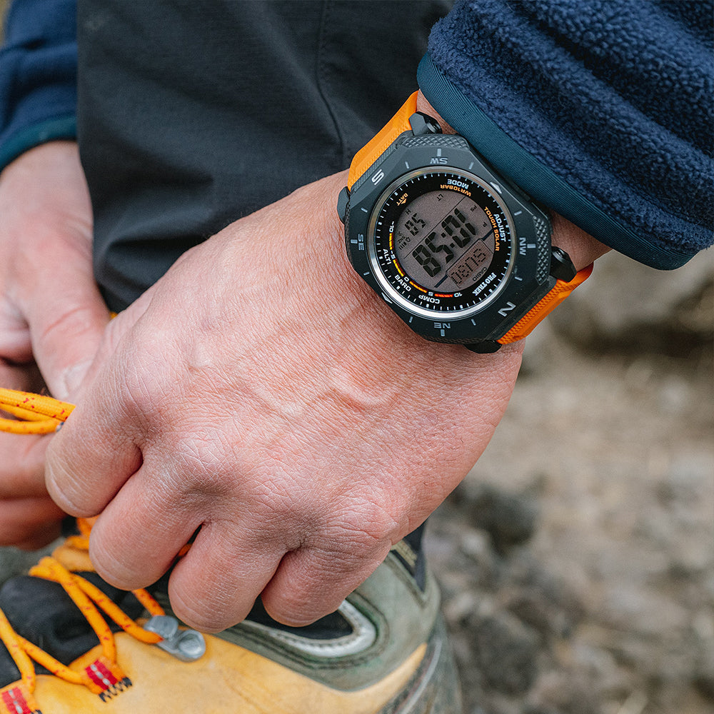 Casio PRO TREK Thin Line Orange Digital Mens Watch | PRG-69-4DR