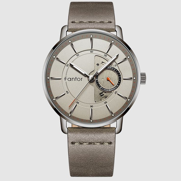 Fantor Grey Leather Strap Men's Watch| WF1031G04