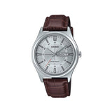 Casio Enticer Silver Dial Leather Strap Men's Watch| MTP-V006L-7CUDF