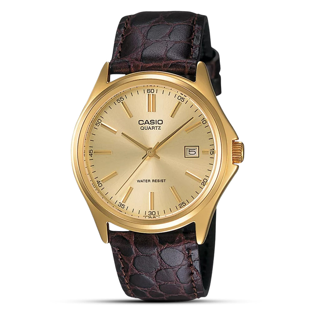 Casio Gold Tone Dial Leather Strap Ladies Watch | LTP-1183Q-9ADF