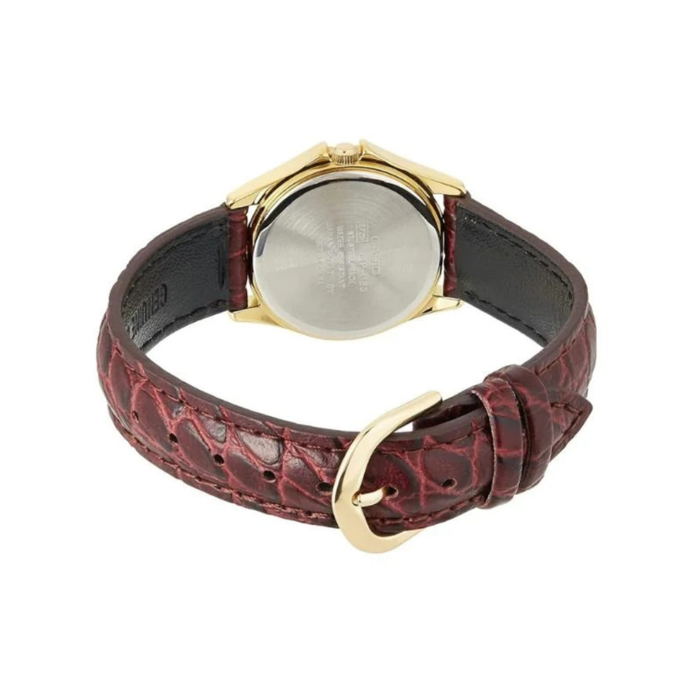 Casio Gold Tone Dial Leather Strap Ladies Watch | LTP-1183Q-9ADF