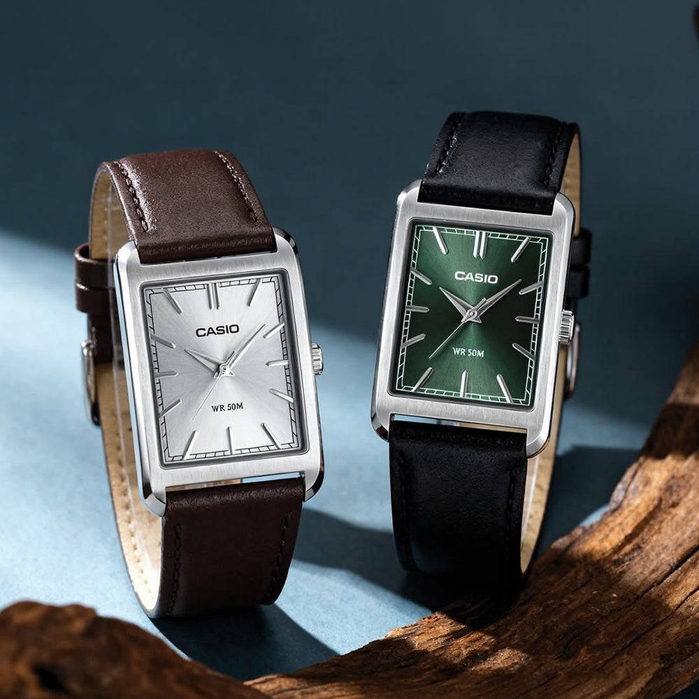 CASIO RECTANGLE GREEN DIAL MEN'S WATCH MTP-B215L-3AVDF