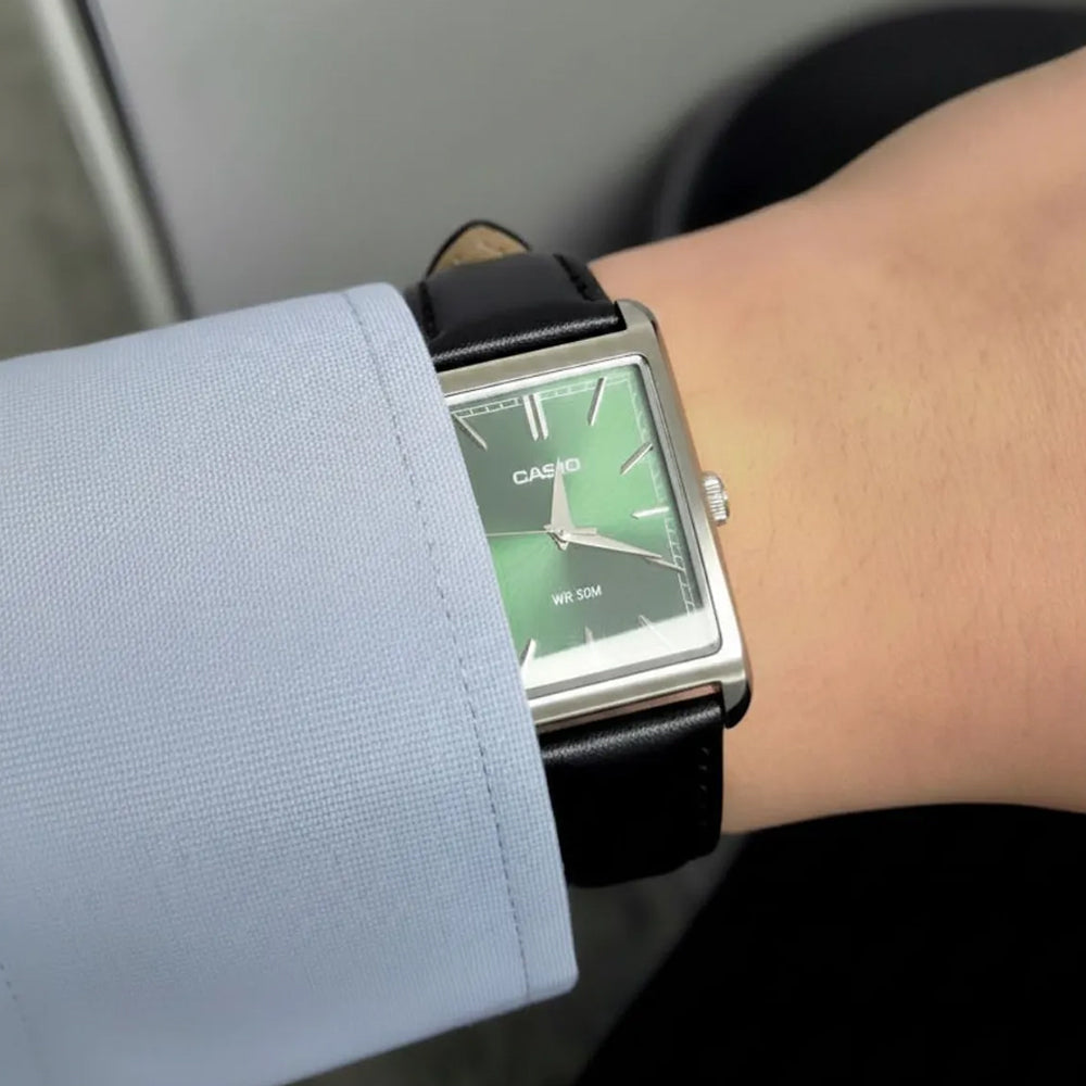 CASIO RECTANGLE GREEN DIAL MEN'S WATCH MTP-B215L-3AVDF