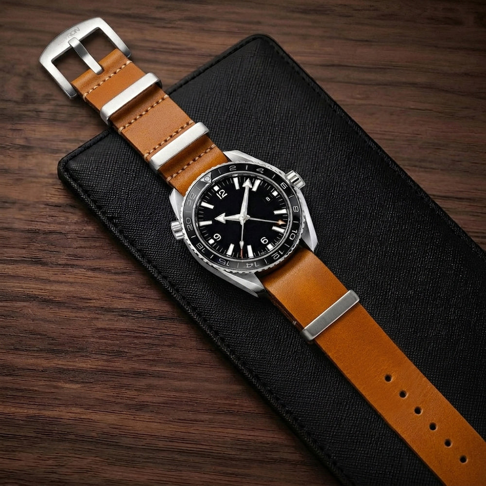 Zeyron Light Brown Cowhide Leather Nato Strap